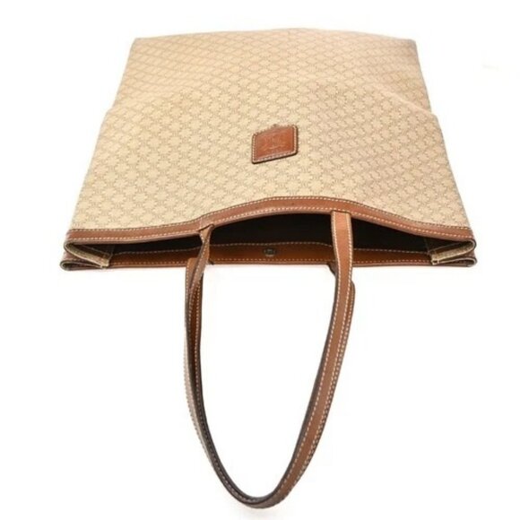CELINE Logo Macadam Shoulder Tote Bag PVC Canvas Leather Begie Italy 66CA530 - Picture 5 of 15